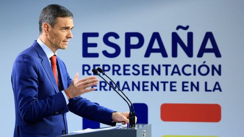 Pedro Snchez durante su intervencin en la reunin del Consejo Europeo.