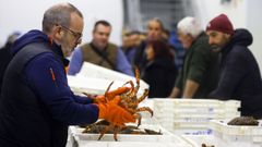 Subasta de marisco, este jueves, en la lonja de O Grove