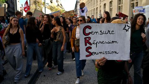 Protesta en Marsella de los estudiantes franceses