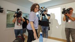 Oltra a su llega a la rueda de prensa del pleno del Consejo valenciano tras ser imputada
