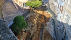 Estado de las obras de peatonalizaci�n de Lugo en la calle Montevideo