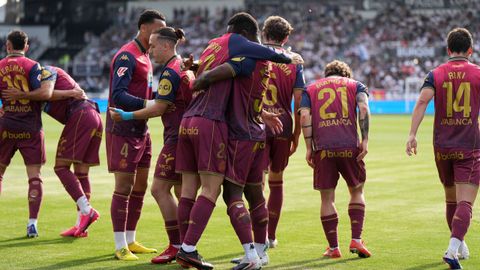 Los jugadores del Deportivo, en Burgos