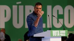 O presidente do Goberno, Pedro S�nchez, no peche da campa�a en Sevilla o pasado venres.