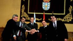 Feijoo y Rueda reciben a los alcaldes Oza dos R�os y Cesuras que decidieron su fusi�n
