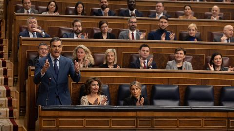 El presidente del Ejecutivo, Pedro S�nchez, en la sesi�n de control al Gobierno celebrada este mi�rcoles en el Congreso de los Diputados.