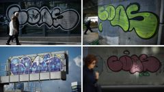 Algunas de las imgenes atribuidas al grafitero que salpican toda la ciudad
