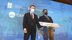 N��ez Feijoo y Julio Abalde en el acto celebrado este lunes por la ma�ana en el campus de Ferrol
