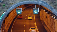 Imagen del t�nel de O Sartego, en la AP-9 en Fene