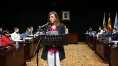 La escritora Montse Fajardo ley� este lunes el manifiesto institucional del Concello de Pontevedra dentro de los actos del 25-N