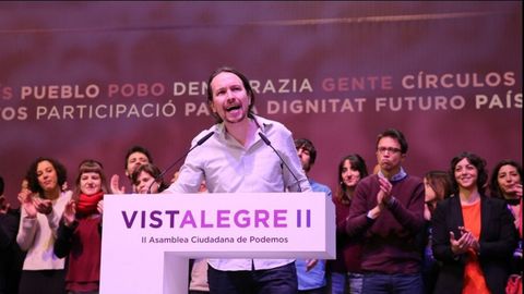 Pablo Iglesias durante el Congreso de Vistalegre en el 2017