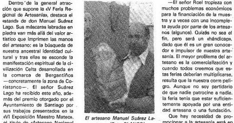 Suárez Lago, en agosto de 1977,en una reseña en La Voz