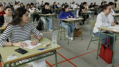 En imagen de archivo, pruebas de acceso a la universidad celebradas en junio del 2025 en el IES Vilar Ponte, en Viveiro