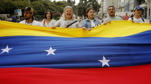 Protesta de los venezolanos en A Coru�a por fraude en las elecciones, en una imagen de archivo.