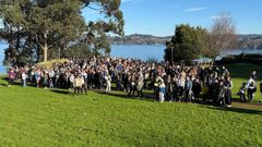 andaina.Participantes en la andaina celebrada este domingo en Oleiros